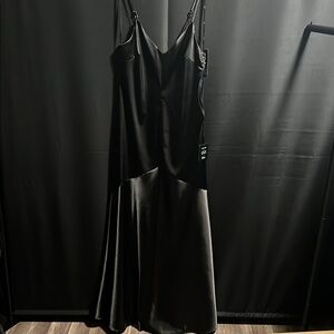 Lulu's Elegant Black Satin Dress